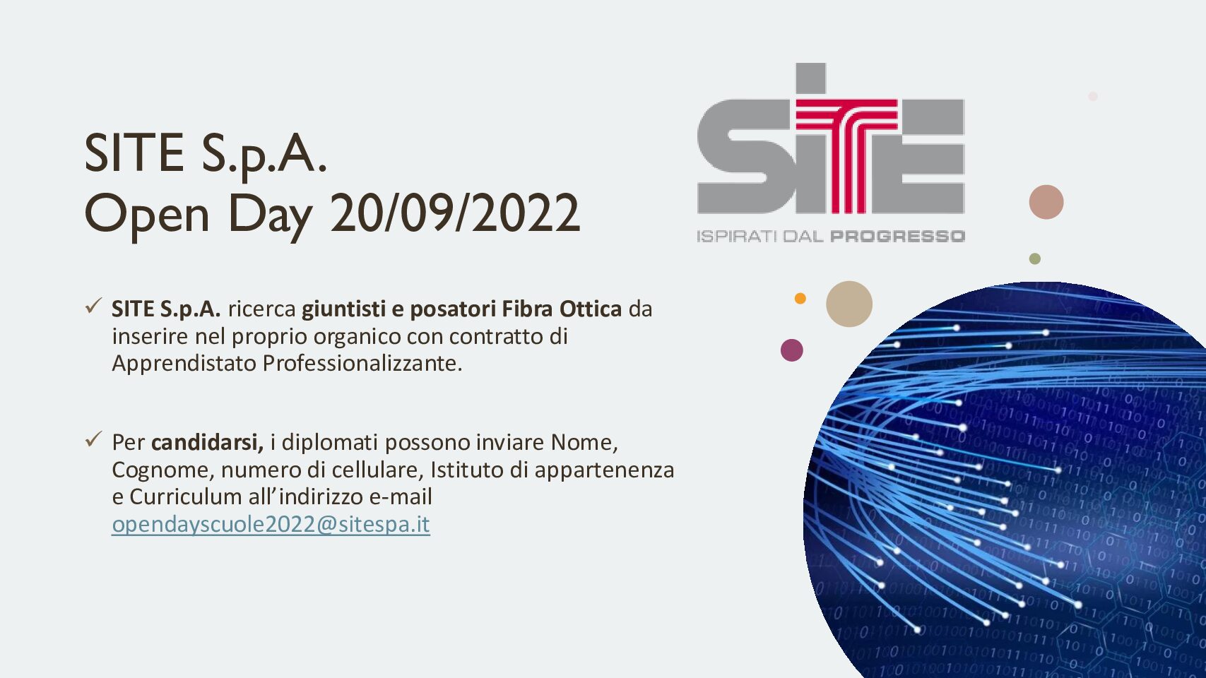 Locandina SITE S.p.A. - Open Day